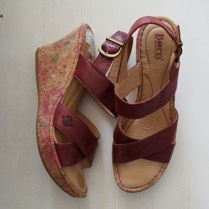 Born Burgundy Wedge Sandals